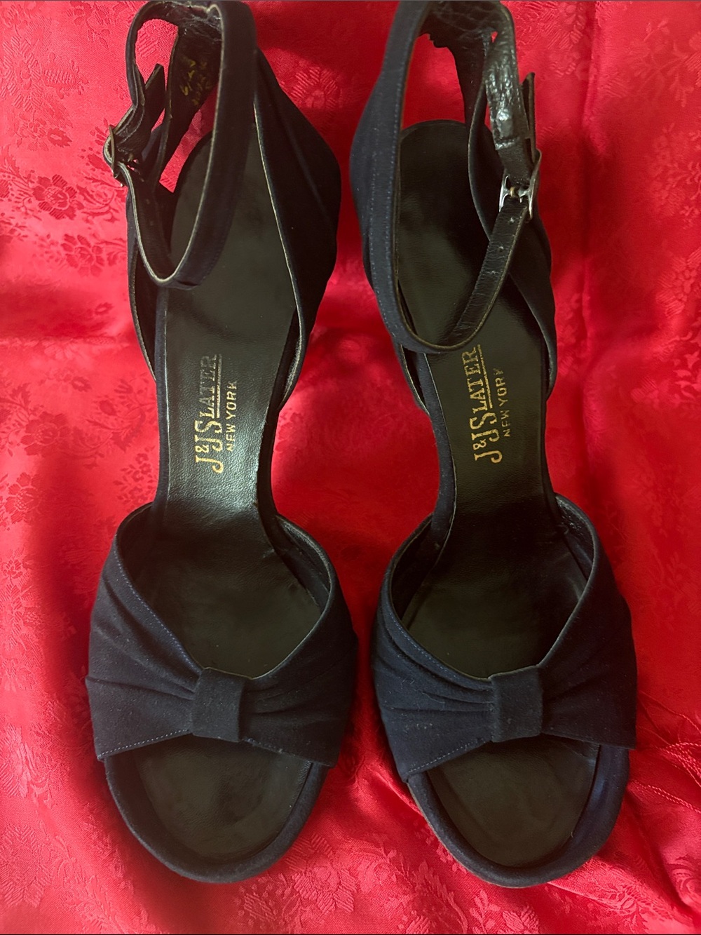True VTG Women's Black Open-Toe Ankle-Strap Heels, J&J Slater, NY size 7 - Picture 3 of 15